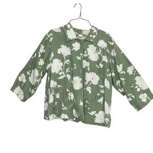 Orvis size 16 plus size women's swing jacket top light summer weight green cream